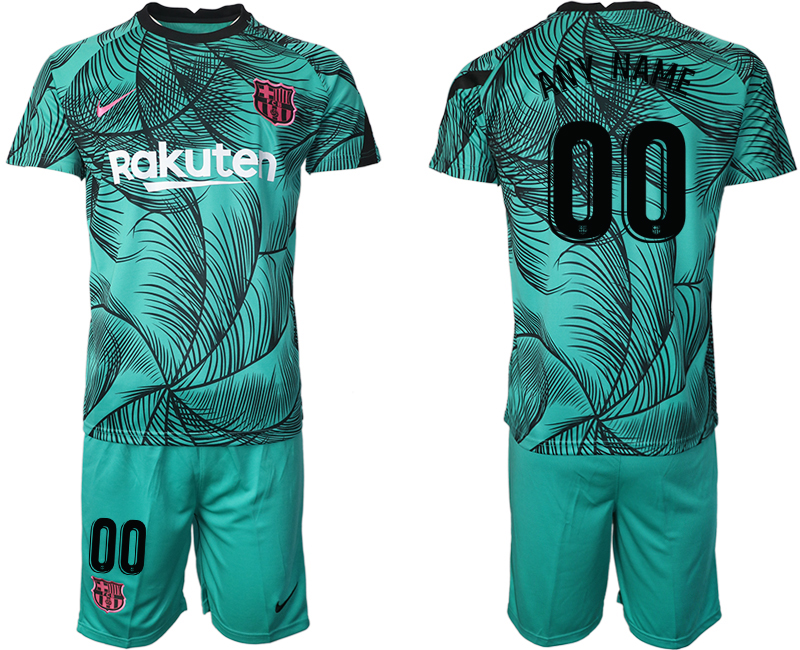 Men 2021 Barcelonagreen training suit custom soccer jerseys->mlb hats->Sports Caps
